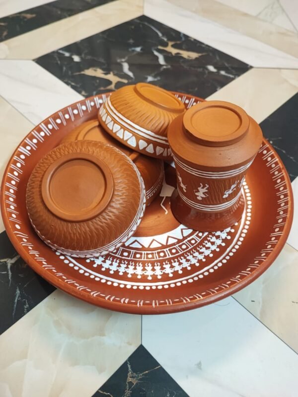 Designed Earthen Plate Set - VEDICRA-PLT17 - Image 3