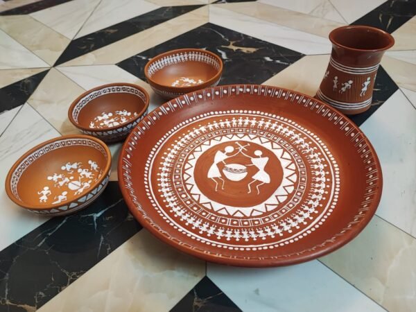 Designed Earthen Plate Set - VEDICRA-PLT17 - Image 9